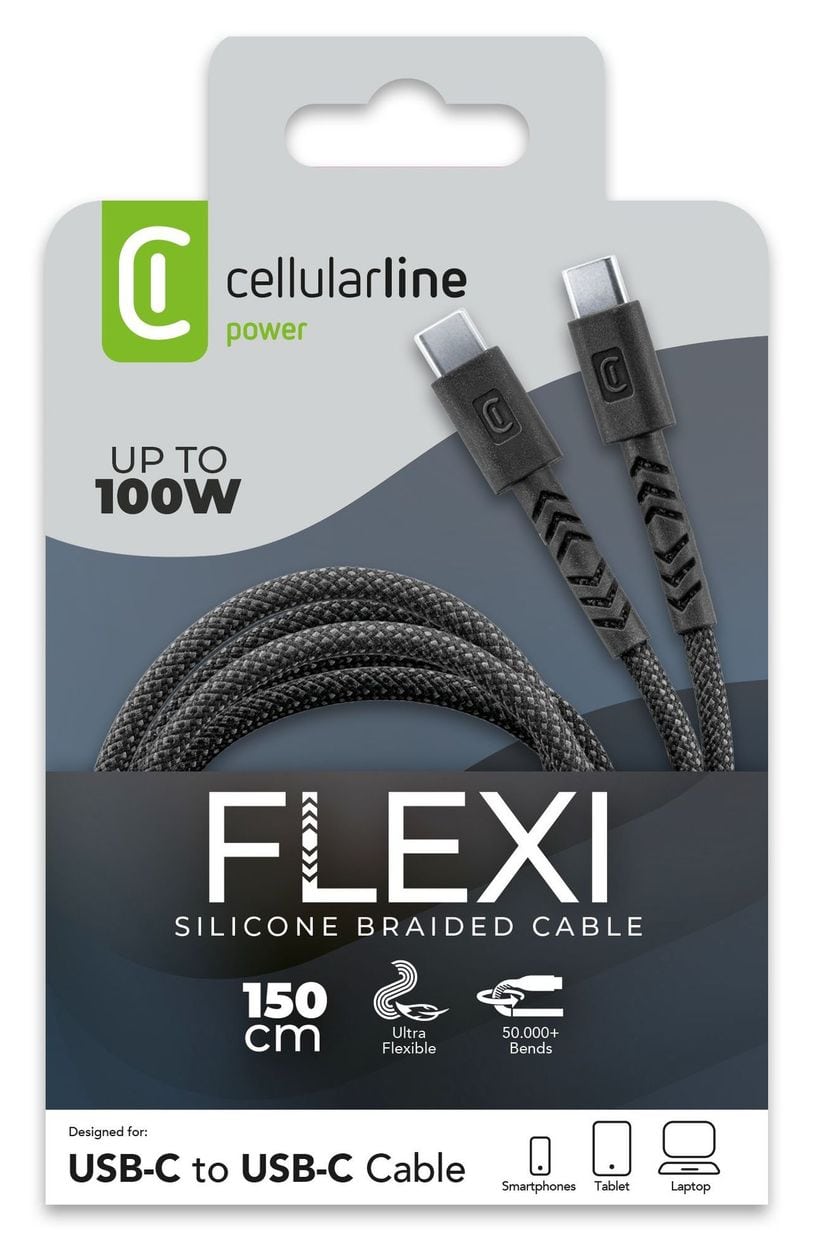 KABEL FLEXY 150CM 100W USB C to USB C SCHWARZ 