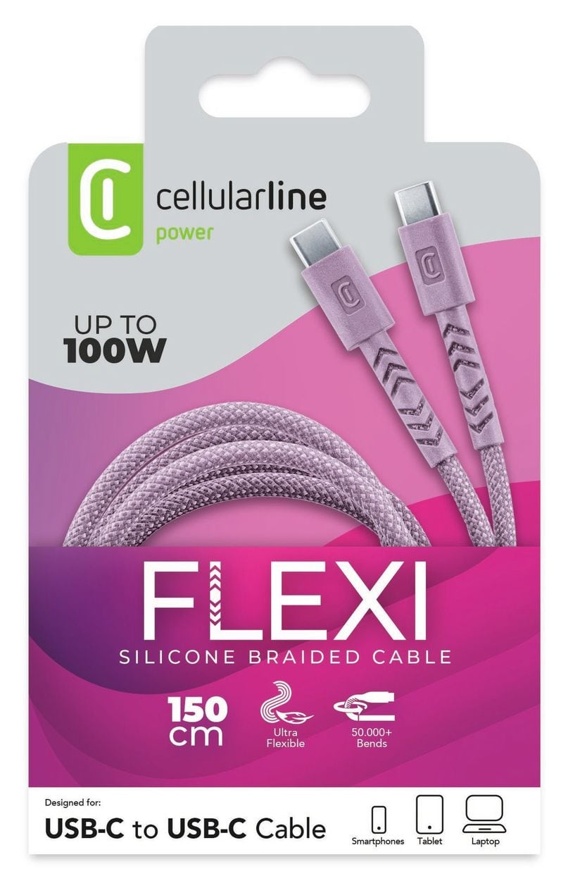 KABEL FLEXY 150CM 100W USB C to USB C ROSA 
