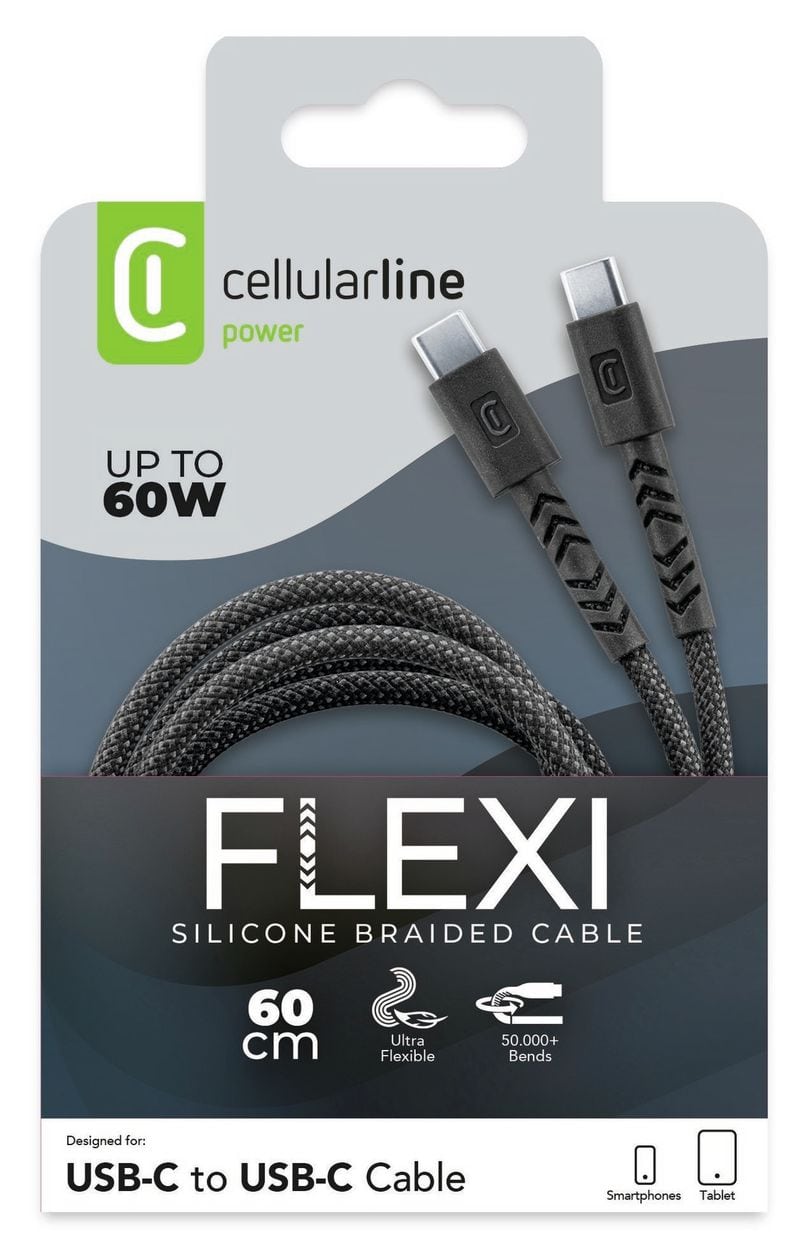 KABEL FLEXY 60CM 60W USB C to USB C SCHWARZ 