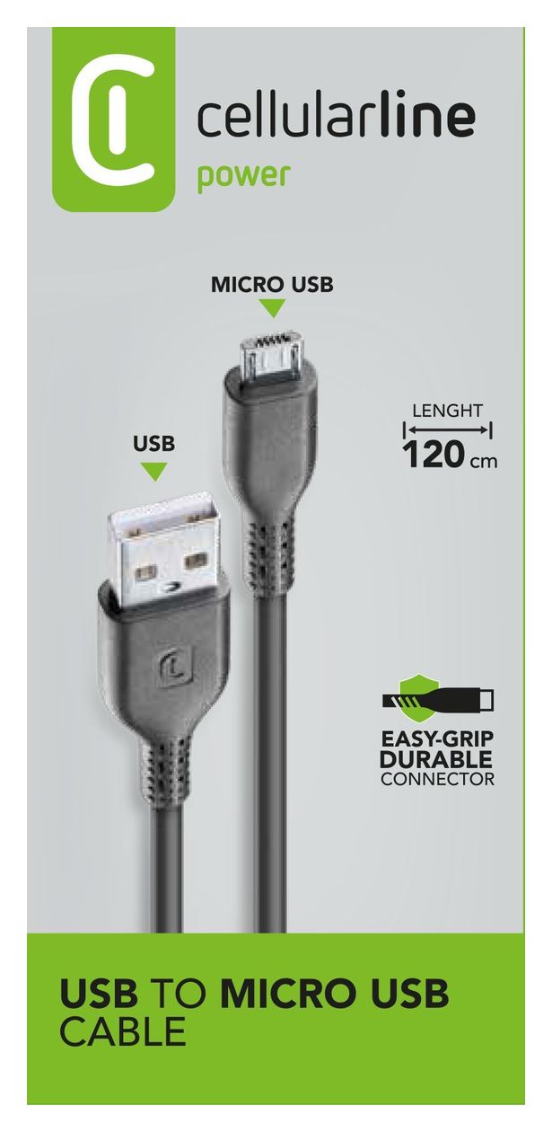 Power Cable 0,48 Gbit/s USB A auf Micro-USB B Männlich bis 10 W 1,2 m  (Schwarz) 