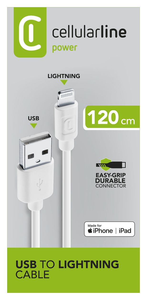 Power Cable Lightning auf USB A bis 12 W 1,2 m  (Weiß) 