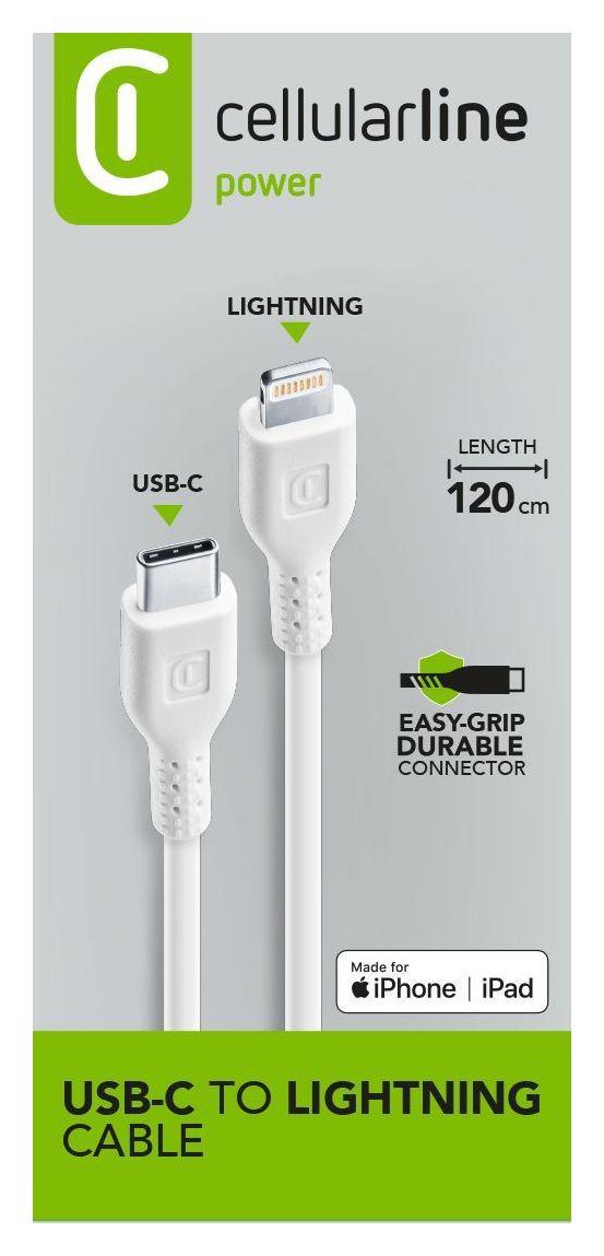 Power Cable Lightning auf USB C Männlich bis 30 W 1,2 m  (Weiß) 