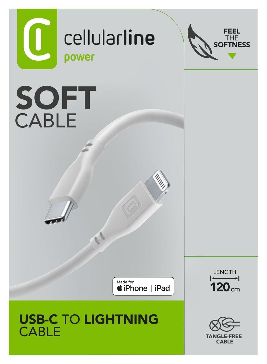 Soft Cable Lightning auf USB C Männlich bis 30 W 1,2 m  (Grau) 
