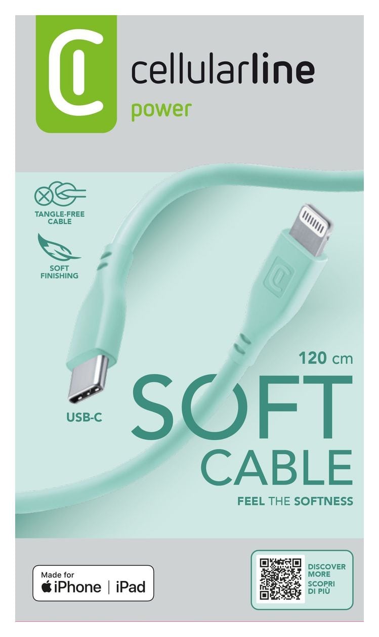 Soft Cable Lightning auf USB C Männlich bis 30 W 1,2 m  (Grün) 