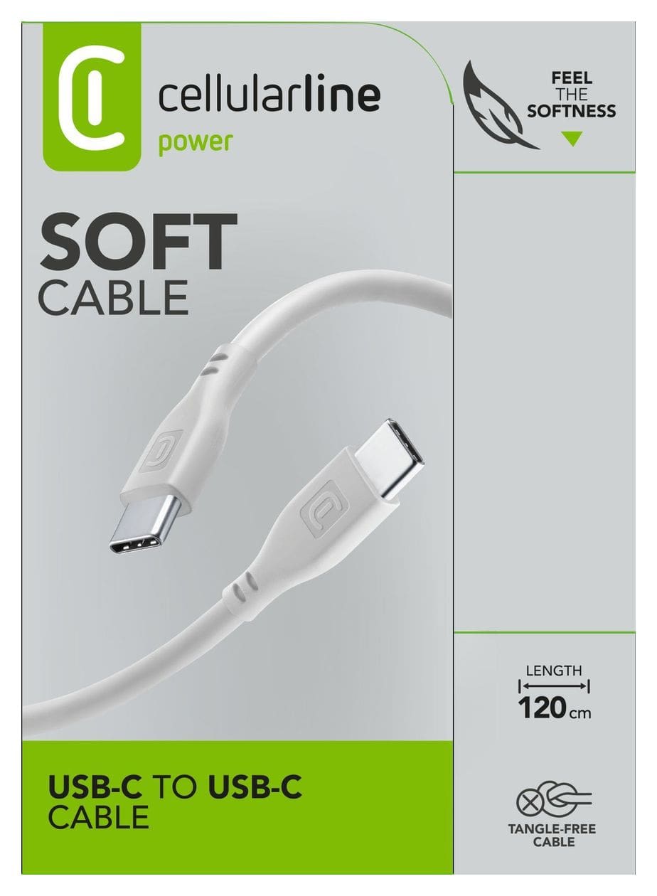 Soft Cable USB C auf USB C Männlich bis 60 W 1,2 m  (Grau) 