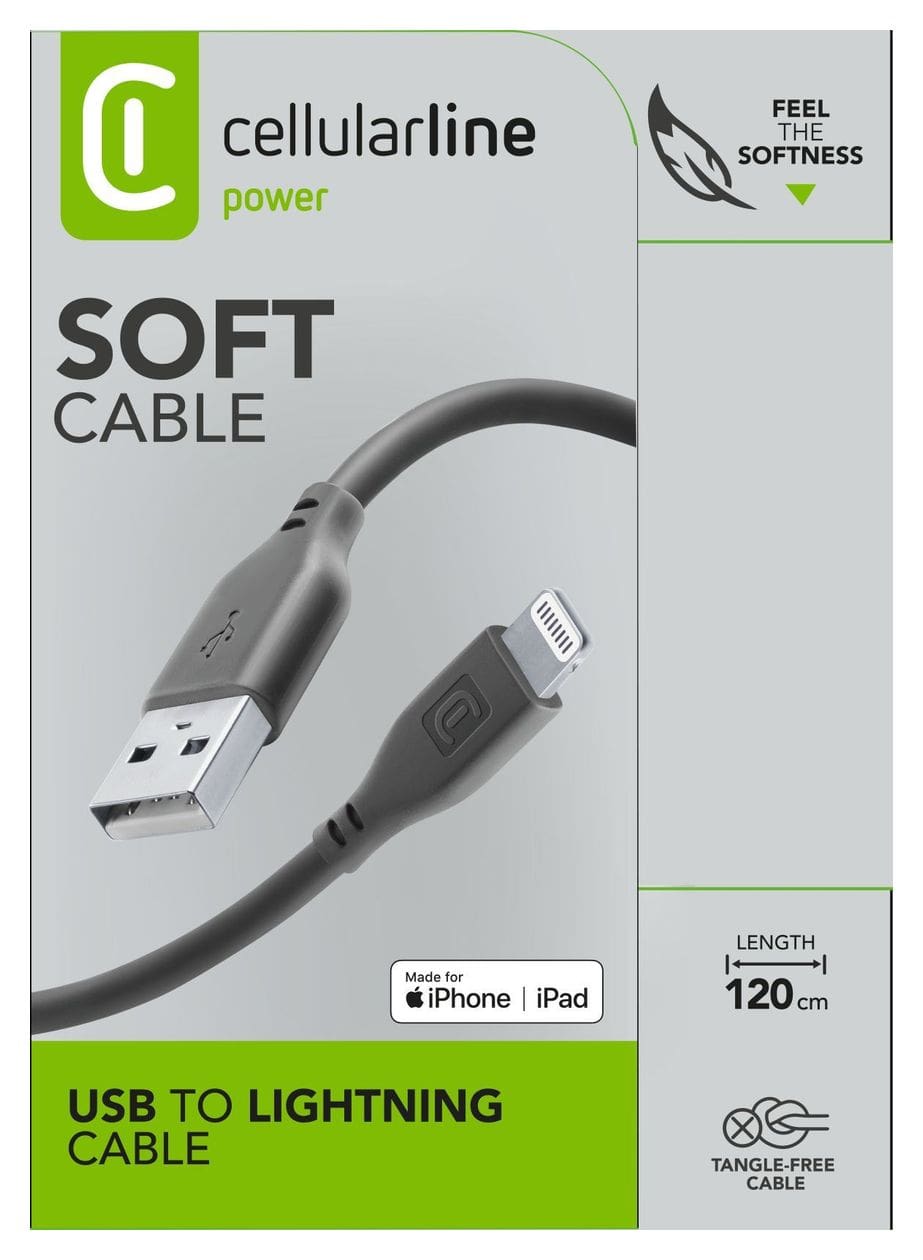 Soft Cable Lightning auf USB A Männlich 1,2 m  (Schwarz) 