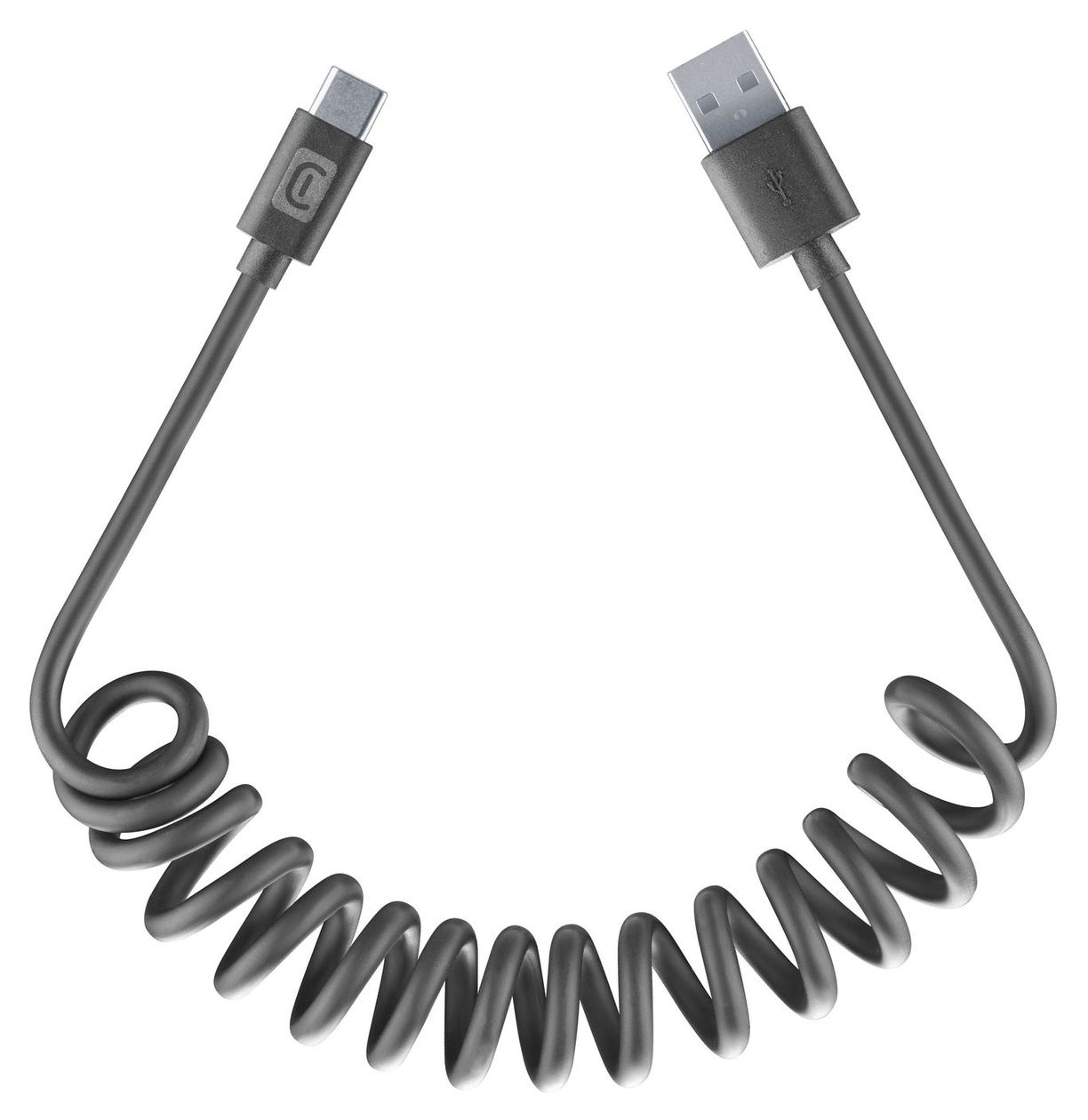 Spiral Cable Spiralkabel Rundkabel USB A auf USB C Männlich bis 15 W 1,2 m  (Schwarz) 