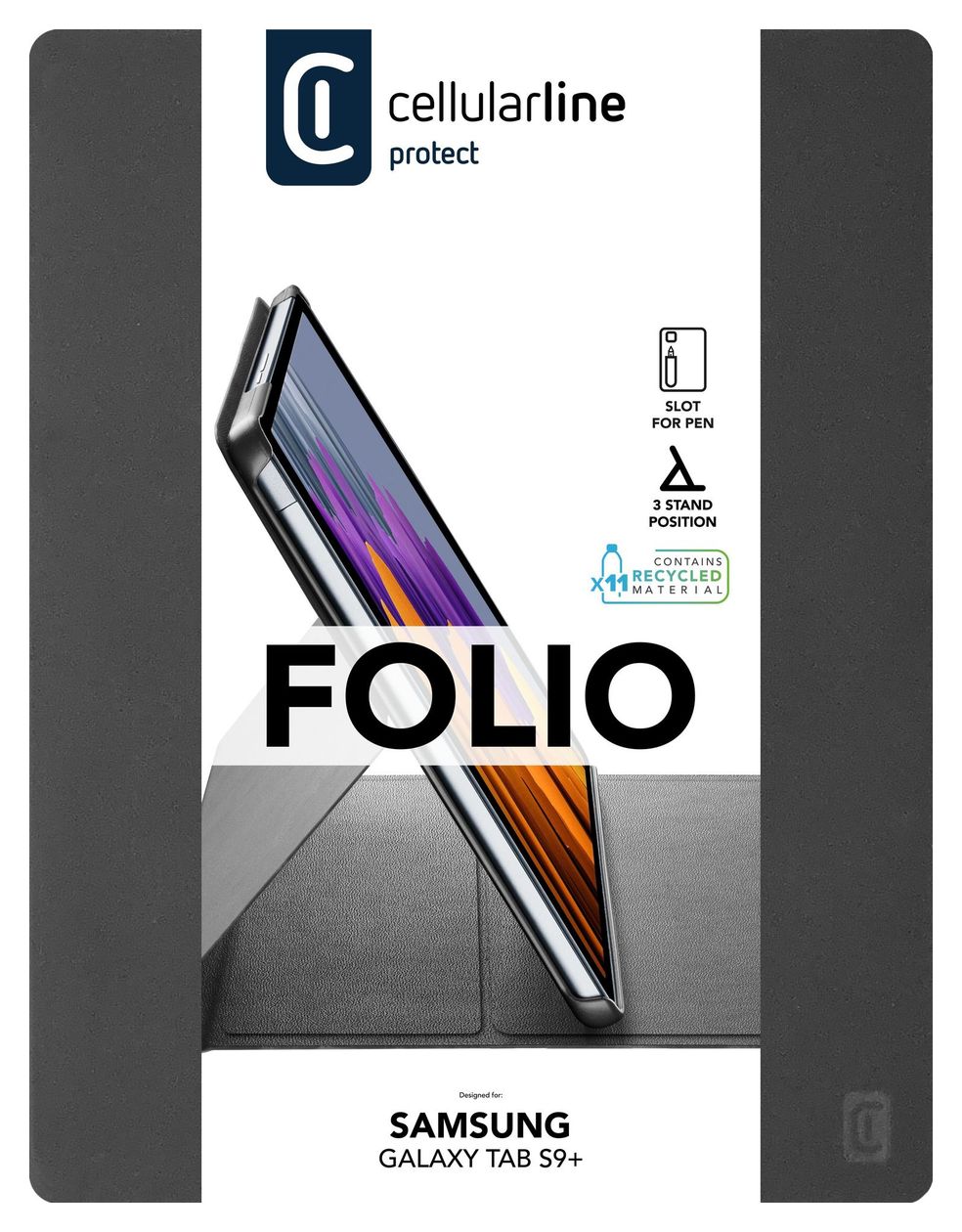 Stand Folio aus Kunstleder für Samsung Galaxy Tab S9+/S10+/S9 FE+ bis 31,5 cm (12.4") (Schwarz) 