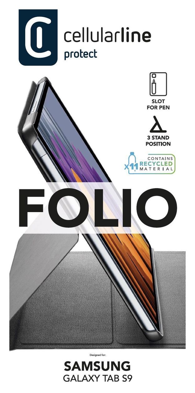 Stand Folio aus Kunstleder für Samsung Galaxy Tab S9 bis 27,9 cm (11") (Schwarz) 