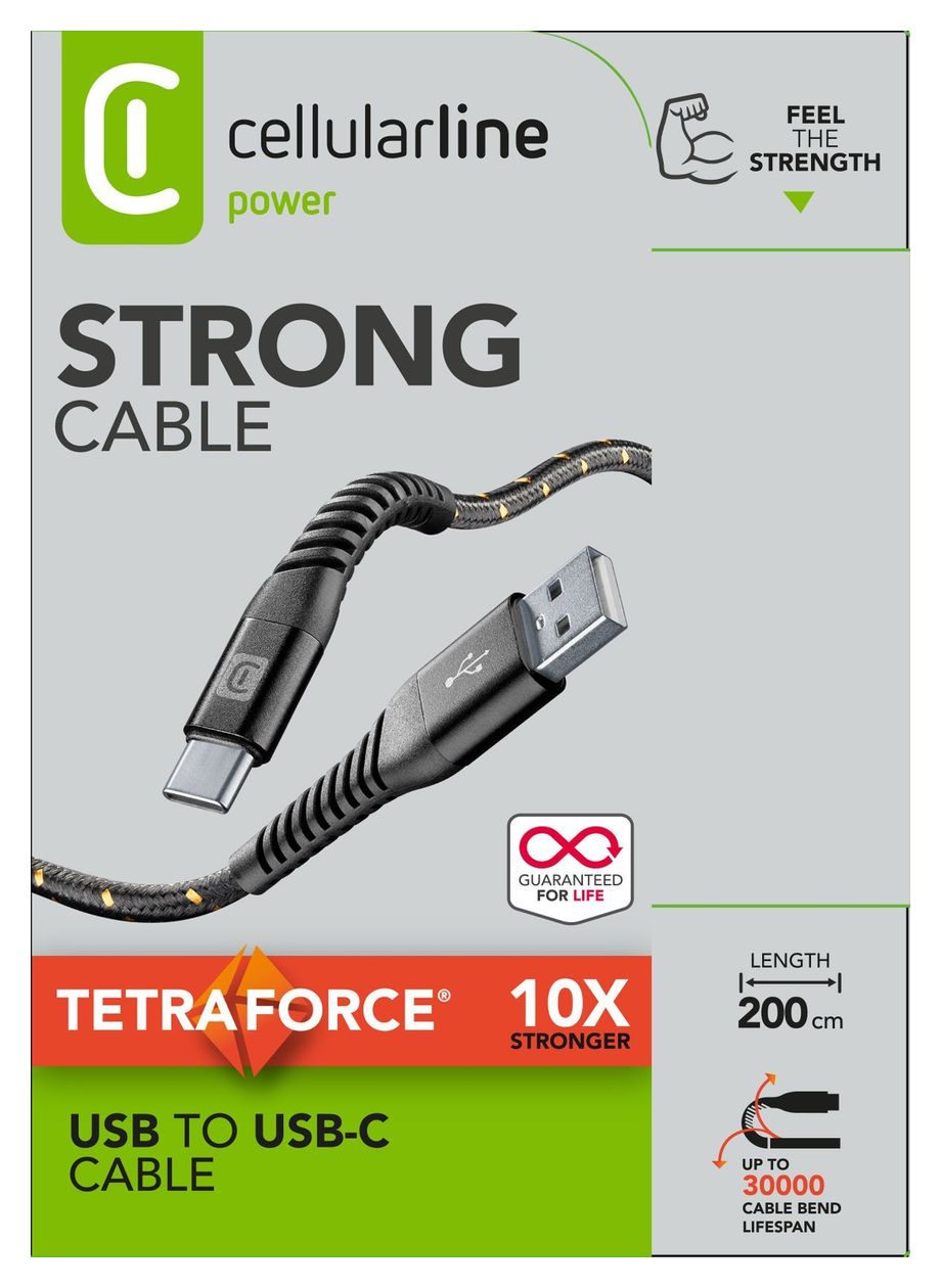 Tetra Force Cable USB A auf USB C Männlich bis 15 W 2 m  (Schwarz) 