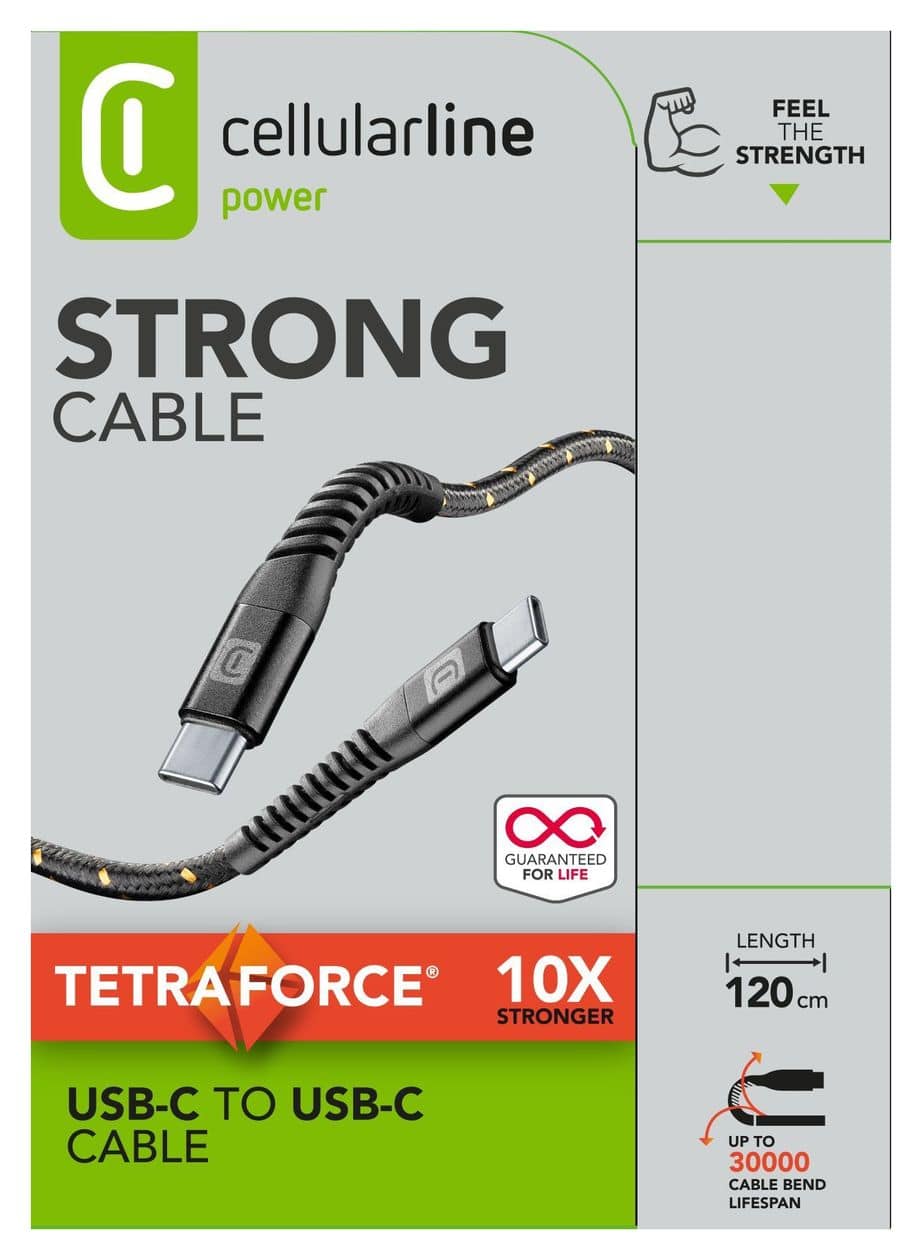 Tetra Force Cable USB C auf USB C Männlich bis 60 W 1,2 m  (Schwarz) 