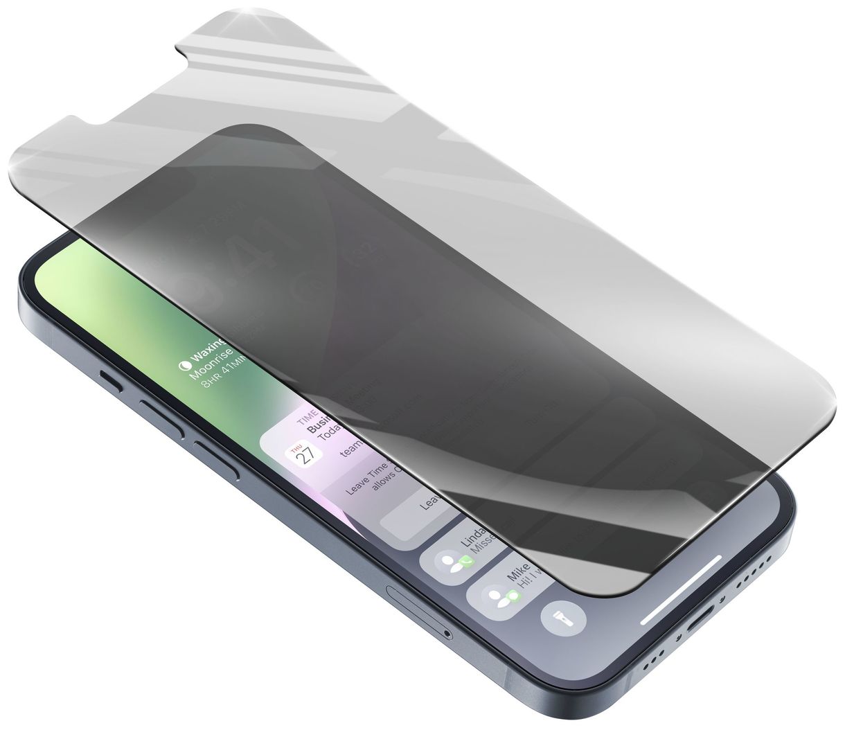 TOPSECRETIPH14 Klare Bildschirmschutzfolie " Privacy " gehärtetes Glas 9H für  Apple iPhone 14 Antibakteriell 
