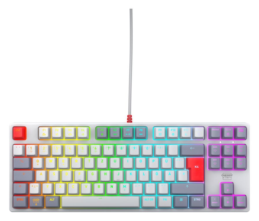 K4V2 TKL RGB-LED Gaming Tastatur USB  (Grau, Hellgrau, Rot) 