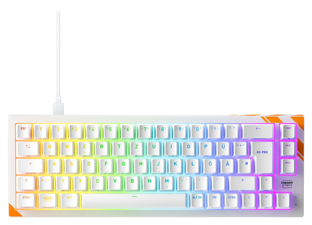 K5 Pro TMR Compact RGB-LED Gaming Tastatur USB  (Orange, Weiß) 