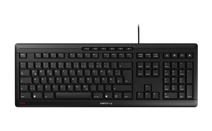 Stream Keyboard Büro Tastatur QWERTZ USB  (Schwarz) 
