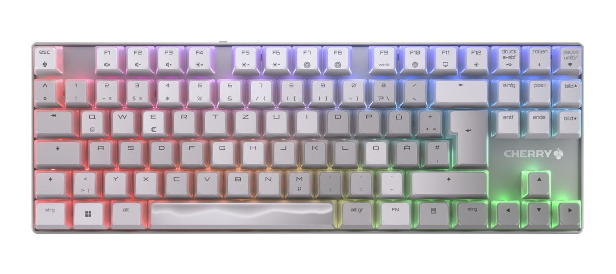MX8.2 TKL Wireless XAGA RGB-LED Gaming Tastatur USB + RF Wireless + Bluetooth 2.4 GHz  (Weiß) 