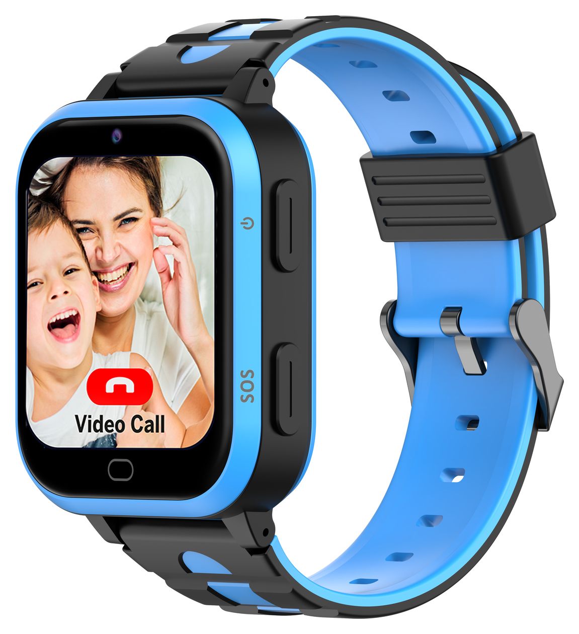 SW2 Kids Digital 55 mm Smartwatch Rechteckig IPX7 4G (Schwarz, Blau) 