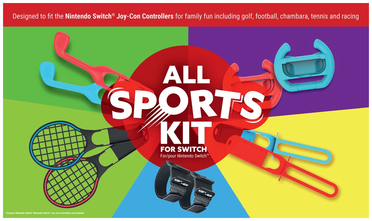 All Sports Kit for Nintendo Switch (Schwarz, Hellblau, Rot) 