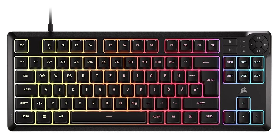 K55 Core TKL RGB RGB-LED Gaming Tastatur USB  (Schwarz) 