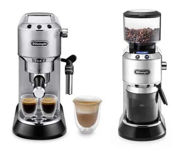 Dedica Style Barista Bundle EC685.M & KG521.M Siebträger Siebträger Siebträger Kaffeemaschine 15 bar 1300 W  (Schwarz, Silber) 