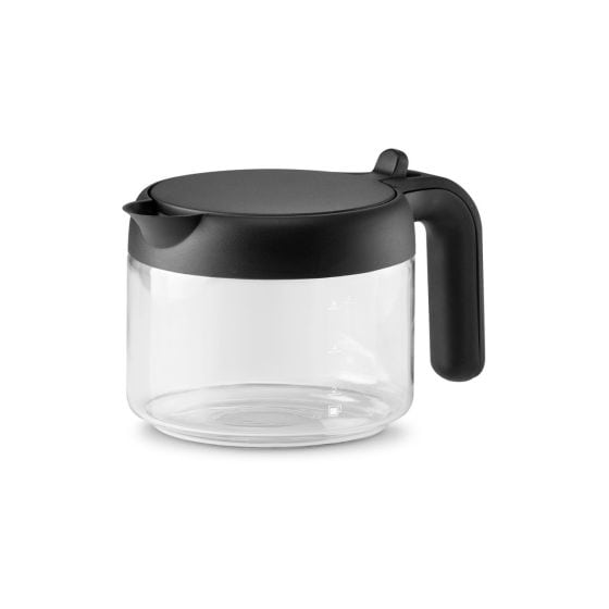 DLSC021 Kaffeekanne aus Glas mit klappbarem Deckel 750ml  Karaffe (Schwarz, Transparent) 