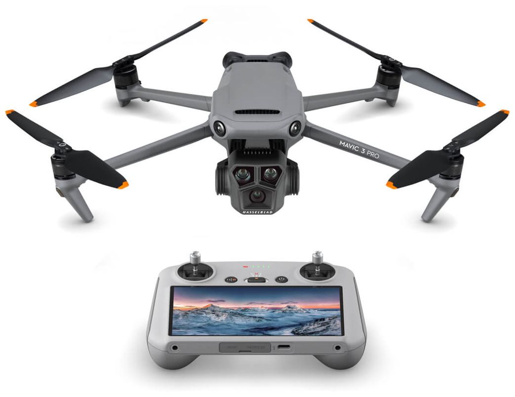 Mavic 3 Pro (mit DJI RC) 5280 x 3956 Pixel Quadrocopter Multicopter/Drohne Flugzeit: 43 min (Grau) 