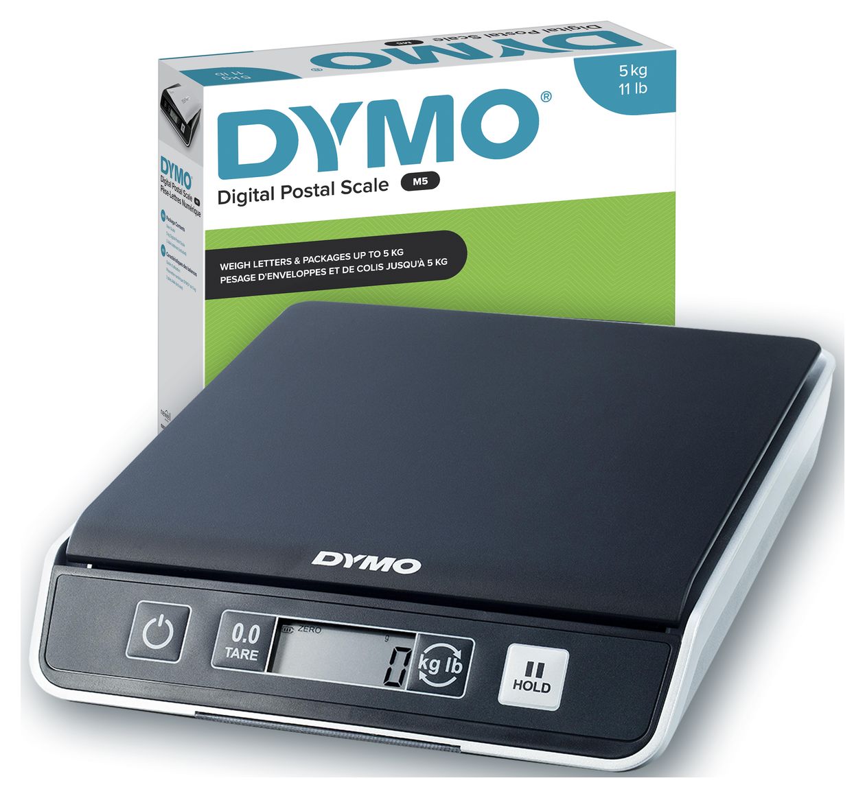 DYMO M5 Paketwaage | bis zu 5 kg | USB Briefwaage mit LCD-Bildschirm | 20 cm x 20 cm 