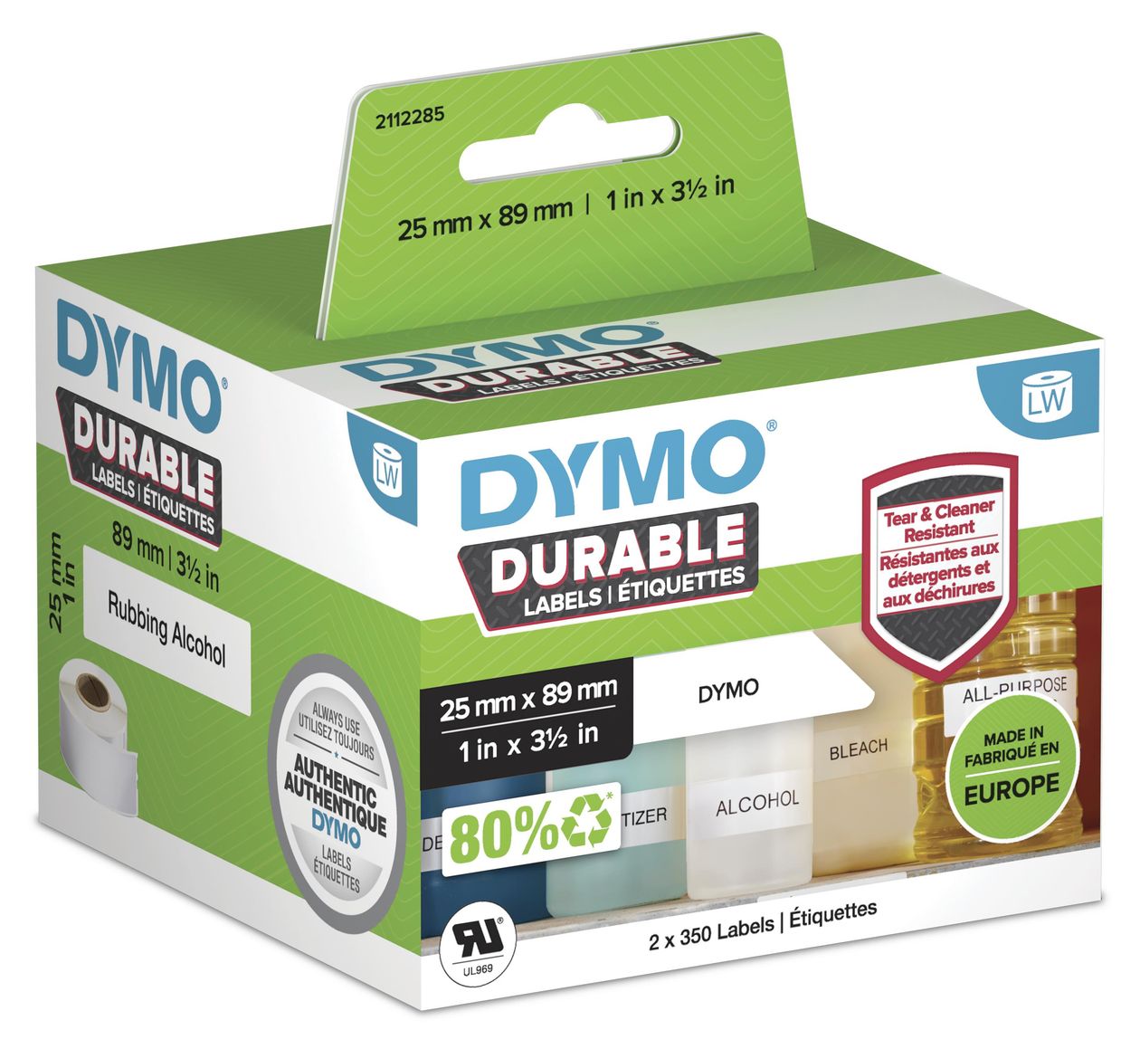 DYMO Original LabelWriter Hochleistungs-Etiketten | 25 mm x 89 mm | weißes Kunststoff-Etikett | Rolle mit 700 Etiketten | für LabelWriter-Beschriftungsgerät 