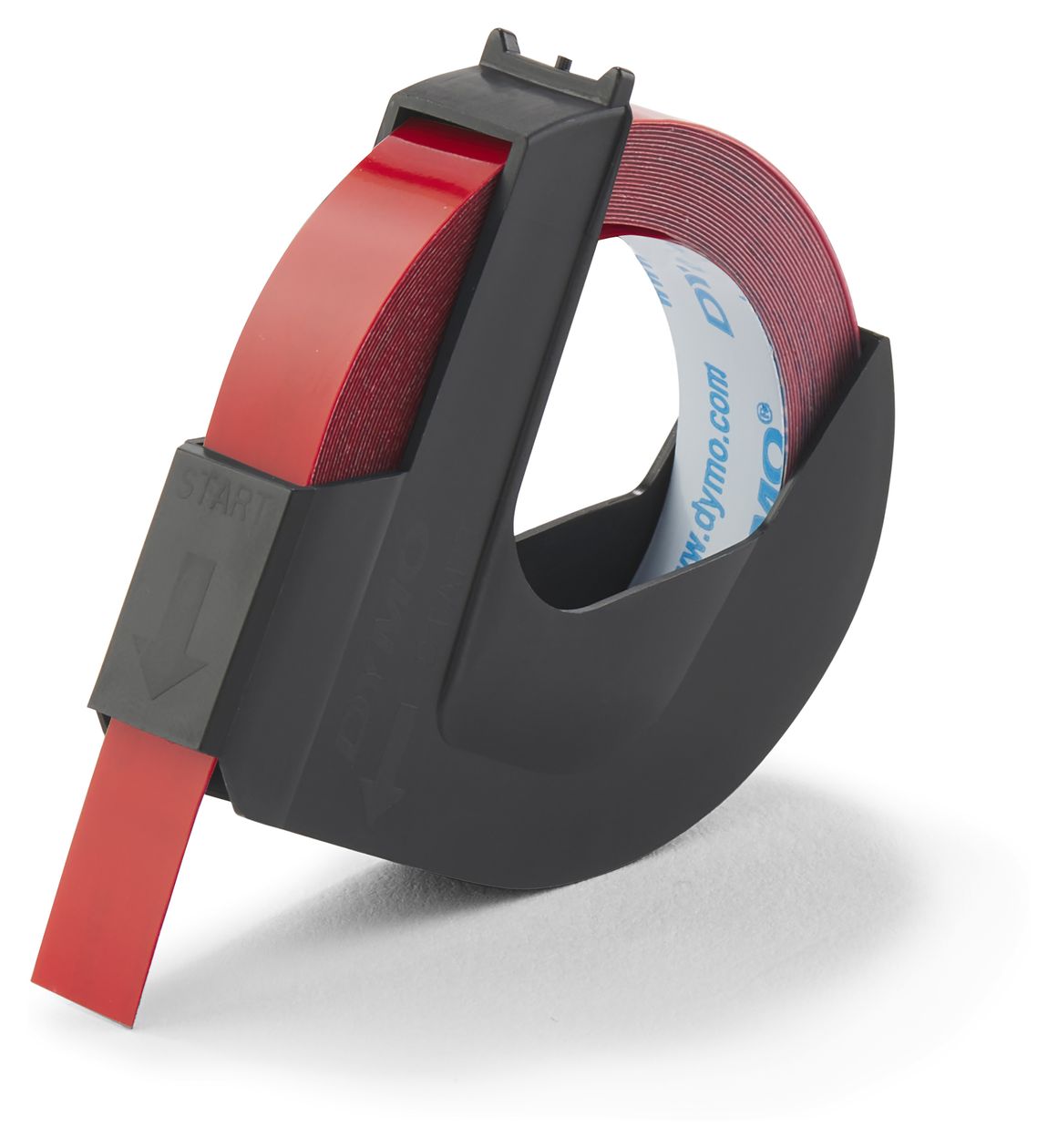 DYMO Original Prägeband | 3D weiß auf rot | 9 mm x 3 m | selbstklebendes Kunststoff Etikettenband | für Junior & Omega Beschriftungsgerät | 1 Stück 
