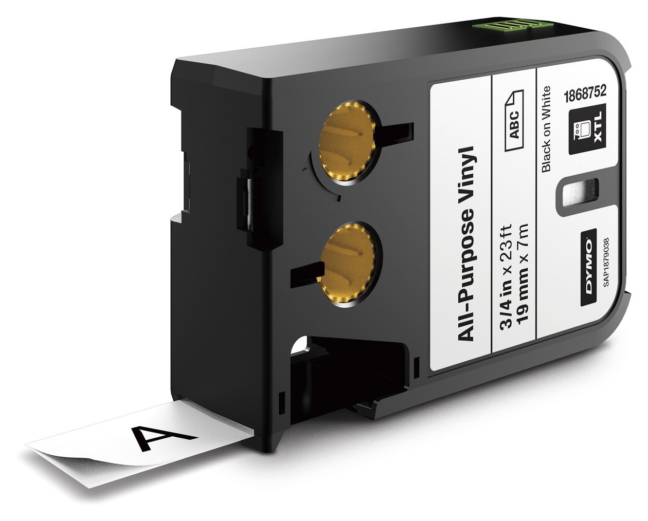 DYMO XTL Allzweck-Vinyletikett | 19 mm x 7 m | Schwarz auf Weiß 