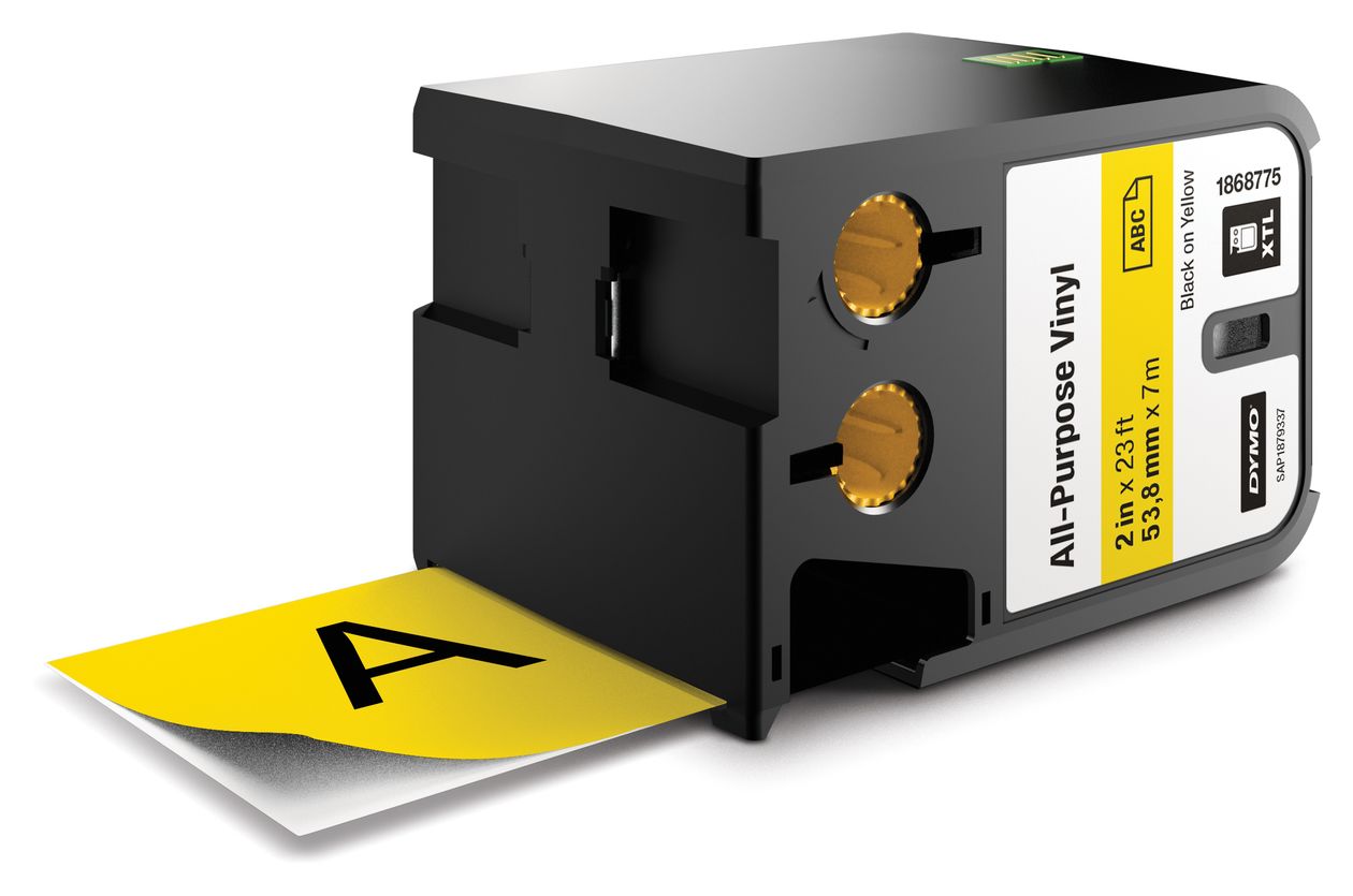 DYMO XTL Allzweck-Vinyletikett | 54 mm x 7 m | Schwarz auf Gelb 