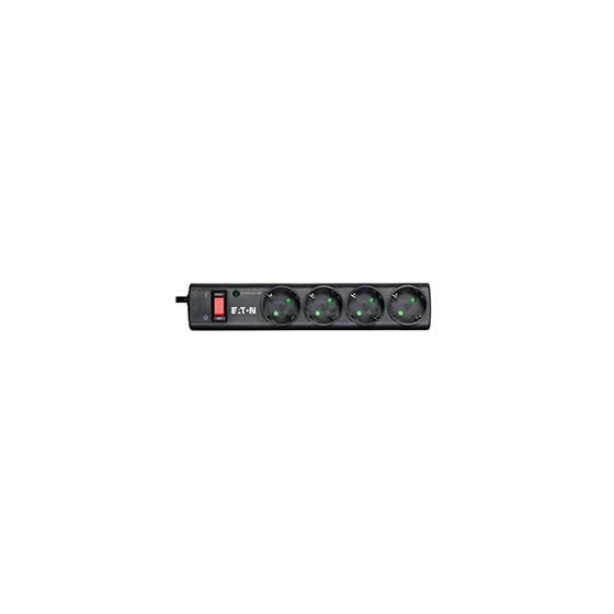Protection Strip Steckdosenleiste mit Überspannungsschutz 4-fach 1 m  (Schwarz) 