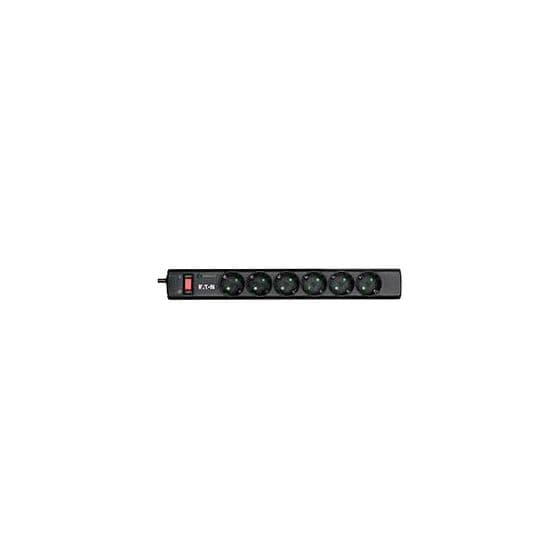 Protection Strip Steckdosenleiste mit Überspannungsschutz 6-fach 1 m  (Schwarz) 