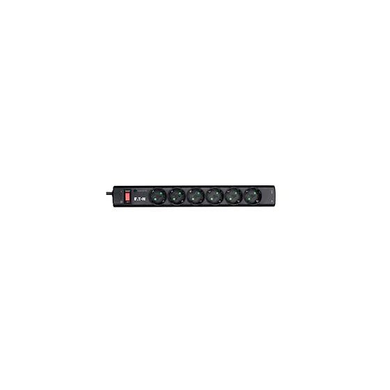Protection Strip Tel@ Steckdosenleiste mit Überspannungsschutz 6-fach 1 m  (Schwarz) 