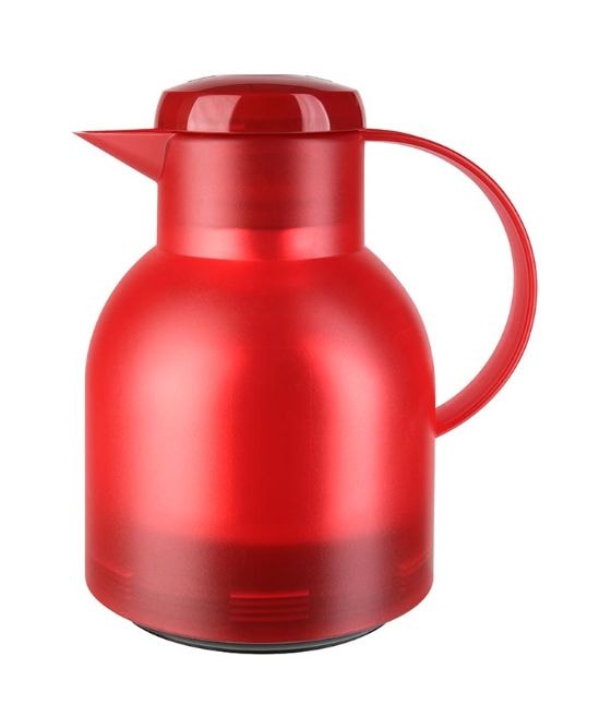 504232 SAMBA Quick Press Isolierkanne 1,0l Glas-Isolierkolben  (Rot, Durchscheinend) 