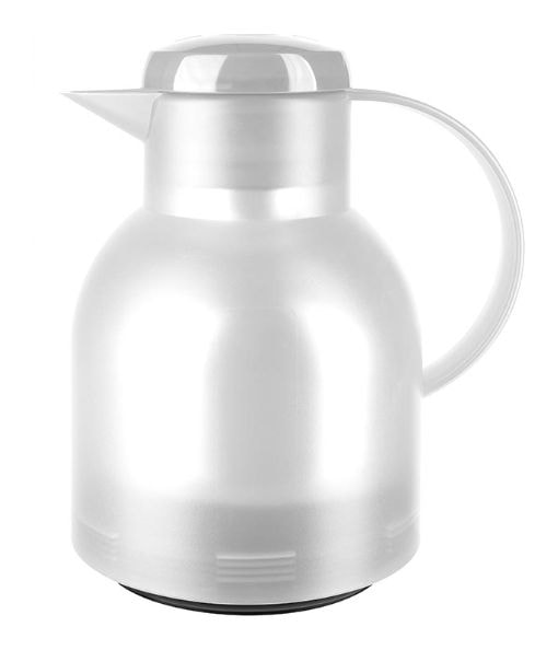504687 SAMBA Quick Press Isolierkanne 1,0l Glas-Isolierkolben (Durchscheinend, Weiß) 