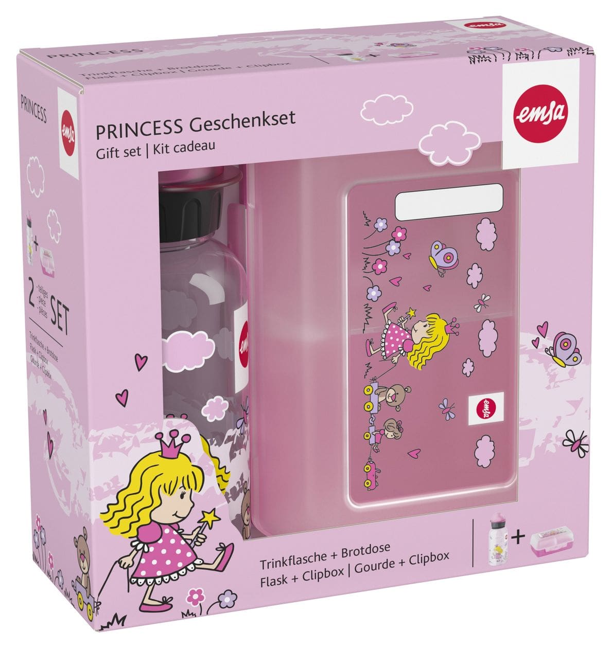 Kids Tritan Set Trinkflasche und Brotdose Princess  (Pink) 