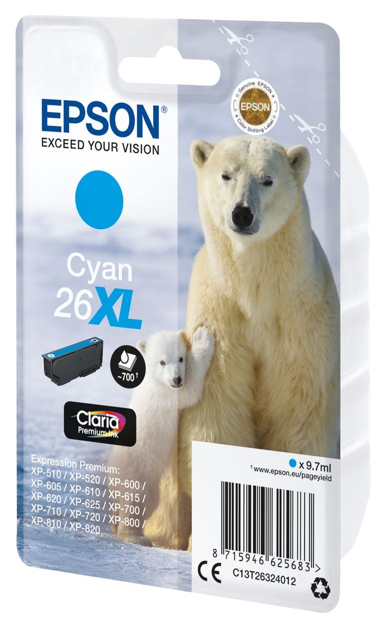26XL C13T26324012 originale Druckerpatronen Cyan 9,7 ml 