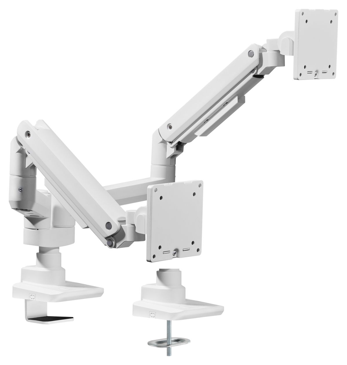 17"-35" Schwerlast-Doppelmonitor-Schreibtischhalterung, Weiß 