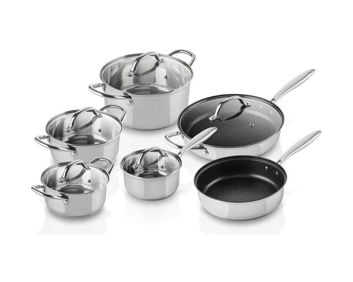 Acero Geschirrset 11-tlg. antihaftbeschichtete Pfannen spülmaschinenfest 