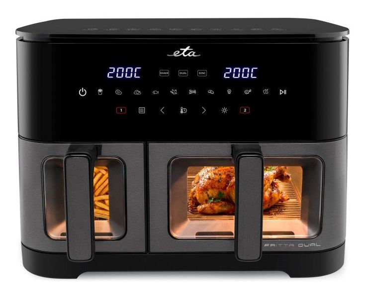 Fritta Dual Doppelkammer Heißluftfritteuse 11 l 2600 W  (Schwarz) 