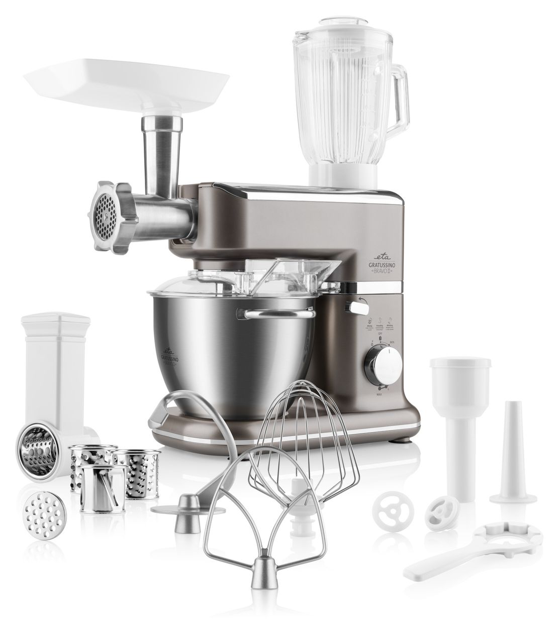 Gratussino Bravo II 800 W Küchenmaschine 4,5 l  (Braun) 