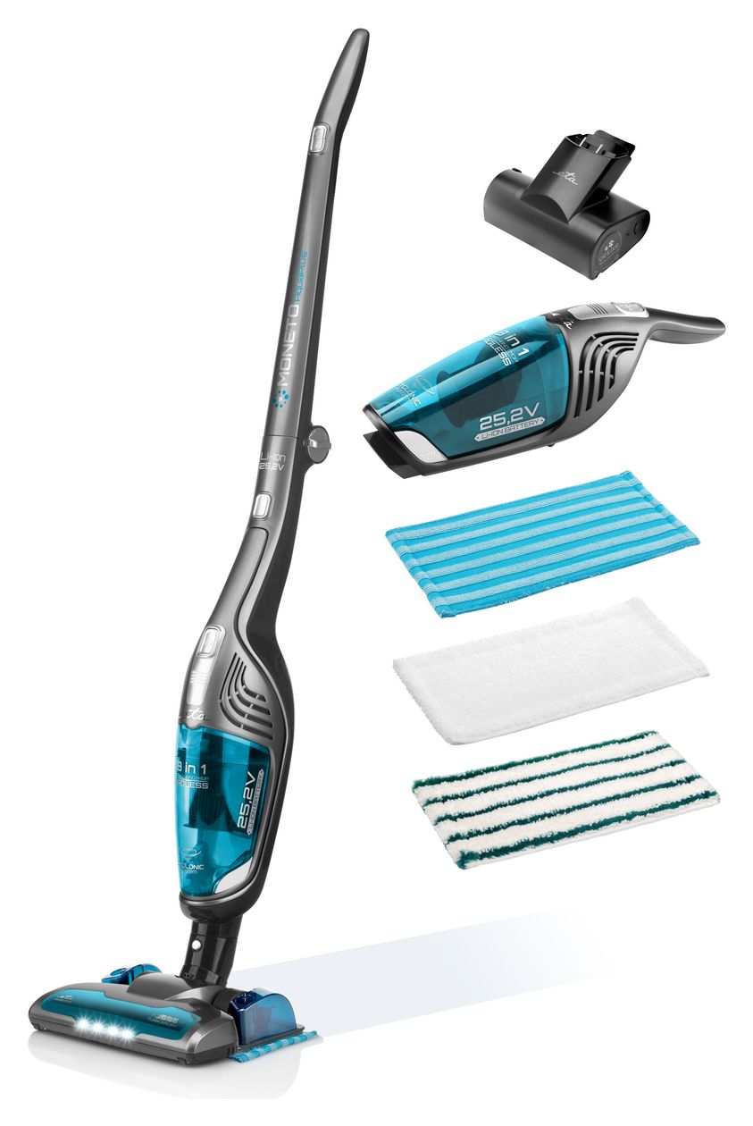 Moneto II Aqua Plus Handstaubsauger Beutellos bis 50 min Laufzeit 25,2 V HEPA  (Blau, Grau) 