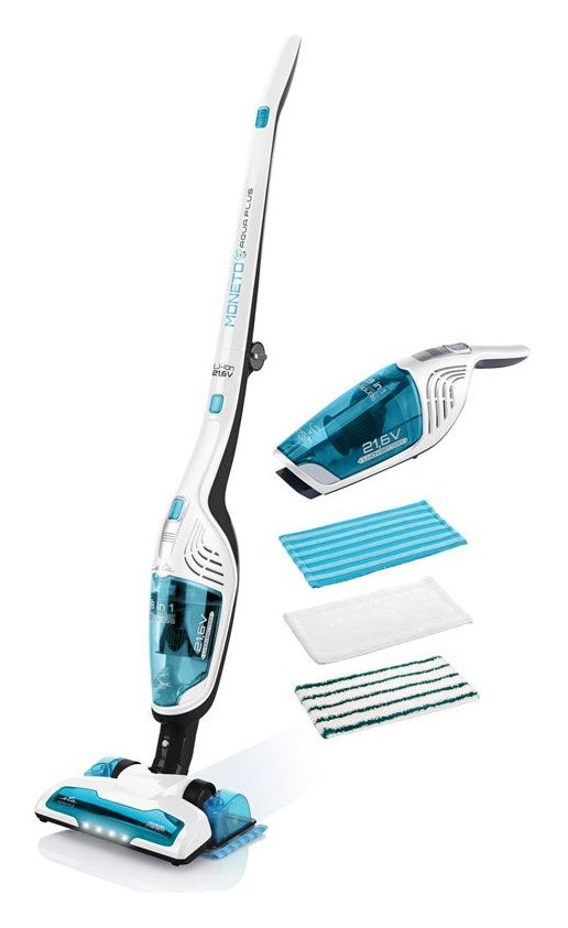 Moneto II Aqua Plus Handstaubsauger Beutellos bis 50 min Laufzeit 21,6 V HEPA  (Blau, Weiß) 