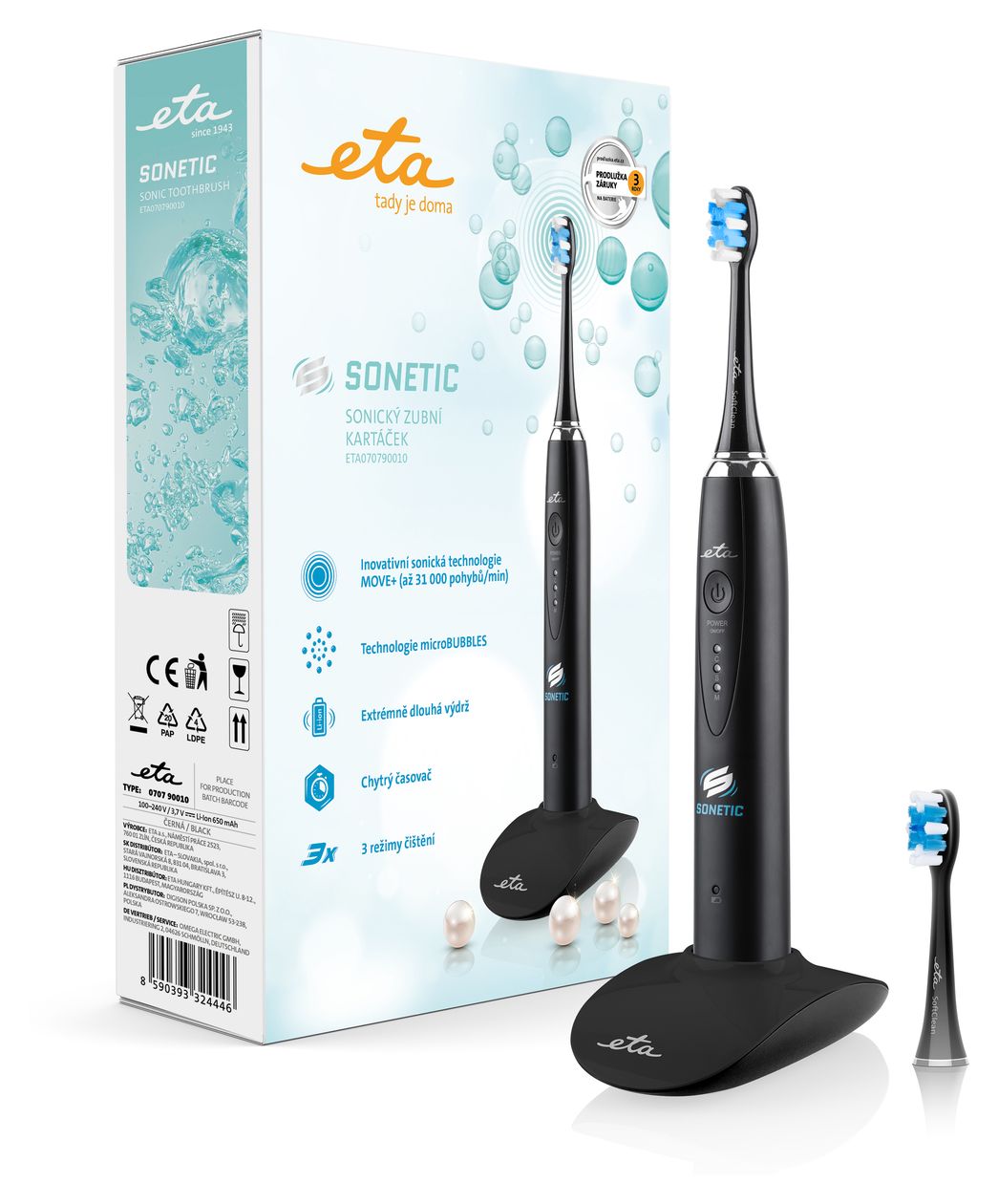 Sonetic Schall-Zahnbürste für Erwachsene  (Schwarz) 