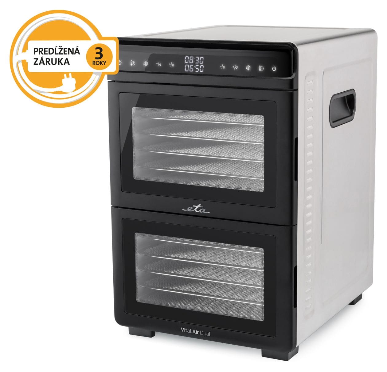 Vital Air Dual Dörrautomat 1100 W Timer 48 h 12 Dörrgitter  (Grau/Schwarz) 
