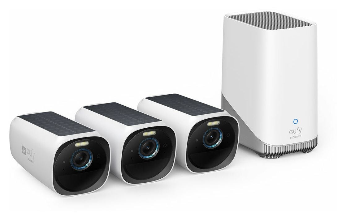EufyCam 3 S330 3-Cam Kit 3840 x 2160 Pixel IP-Sicherheitskamera IP65, IP67 Außen Nachtsicht  (Schwarz, Weiß) 
