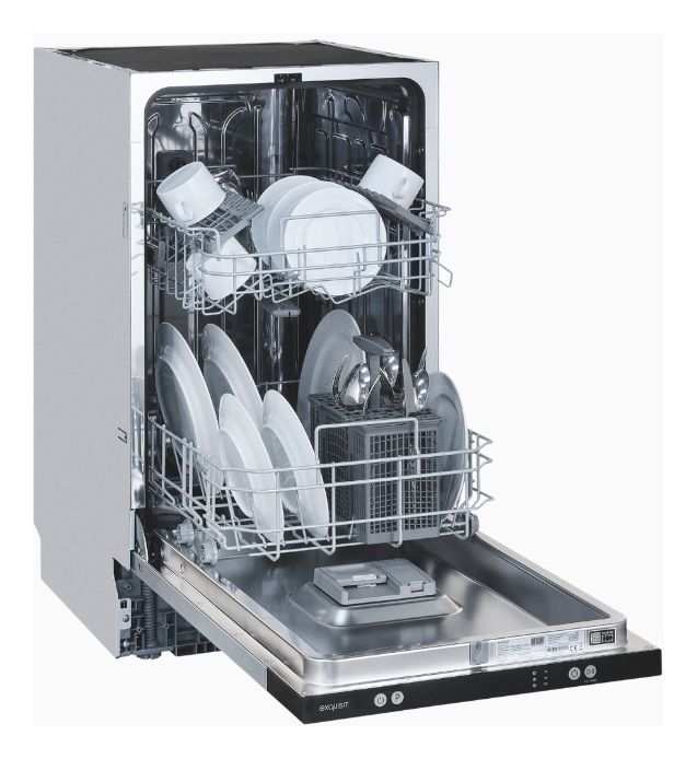 EGSP1009-E-450D 45 cm Geschirrspüler vollintegriert (ohne Front) Leise 9 Maßgedecke aquaStop Funktion 