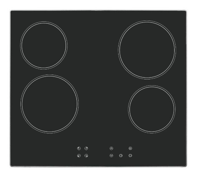 EKC601-Rsw-020 autarkes 58 cm Glaskeramik Kochfeld/Herdplatte 4 Zone(n) 