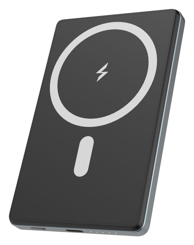 Ultra Slim 5000 mAh Powerbank USB Typ-C Kabelloses Laden  (Dunkles Grau) 